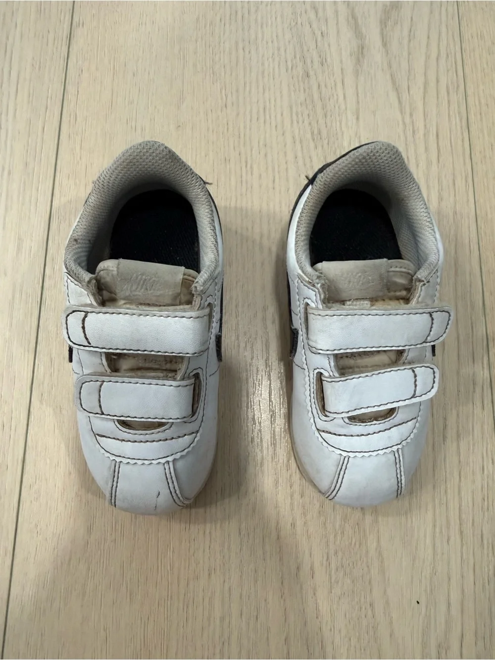 Nike Kids Cortez White & Black Velcro Sneakers | 7C
